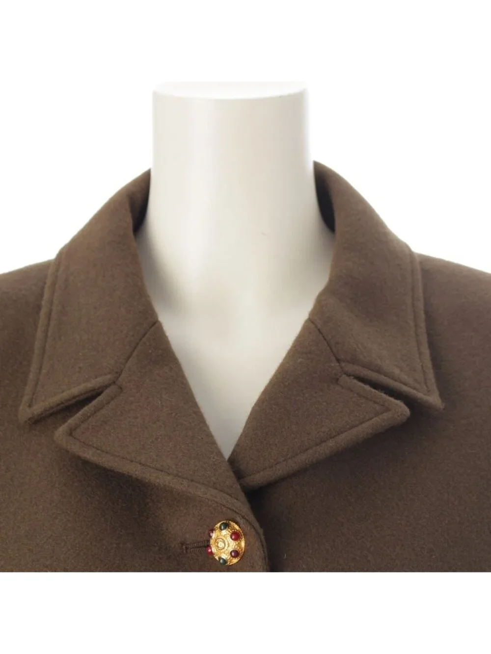 Chanel Wool Gripoix Button Tailored Jacket Khaki 38